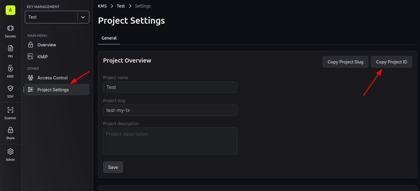 Copy project ID