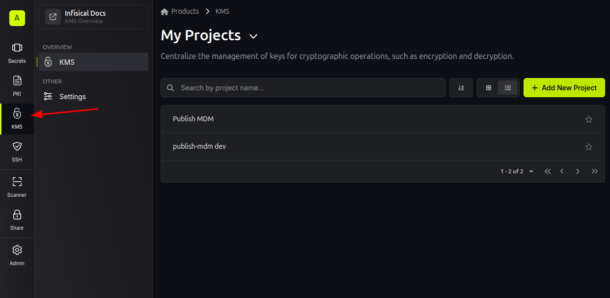 Create a KMS project