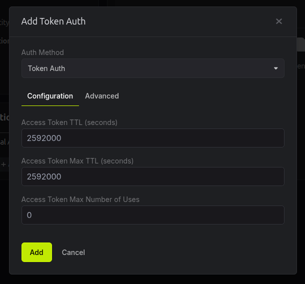 Select "Token Auth"